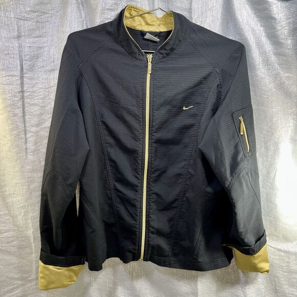 Nike Sphere Dry Jacket Black w/Gold  Full Zip Textured Women's L (12/14) - Picture 1 of 11